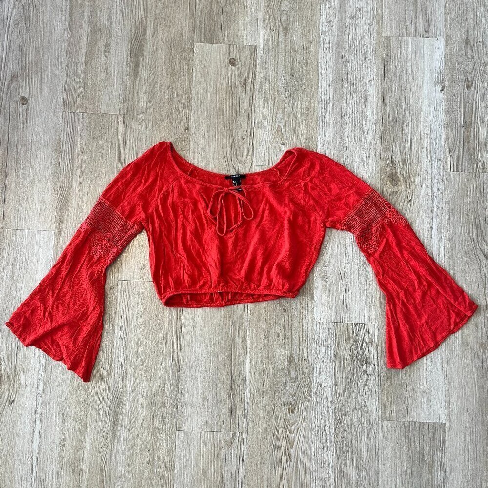 Womens Forever 21 Dark Orange Cropped Blouse - S